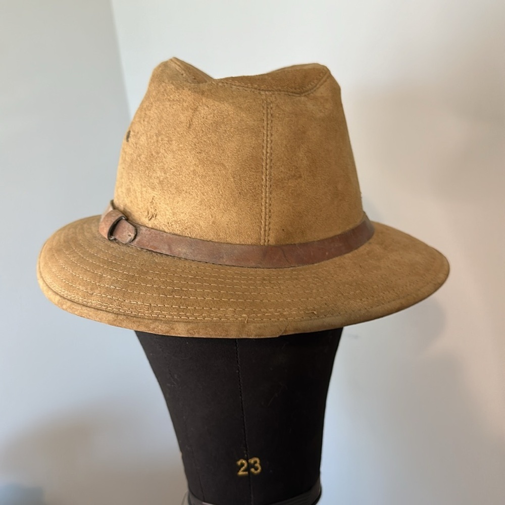 Trav’ler Country Outfitters Genuine Suede Large Camel Leather Tan Men’s Hat - Picture 3 of 8